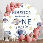 Aperturee - Aperturee Houston We Have A One Year Old Round Birthday Backdrop